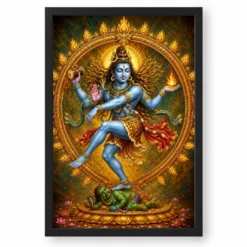 Nataraja Traditional Indian Miniature-Inspired Devotional Art Photo Frame — black frame clean