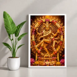 Nataraja Grand Festival Flower Decoration Photo Frame — white frame console