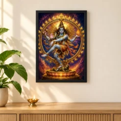 Nataraja Cosmic Celestial Aura Photo Frame 11 Nataraja Cosmic Celestial Aura Photo Frame — black frame pooja shelf