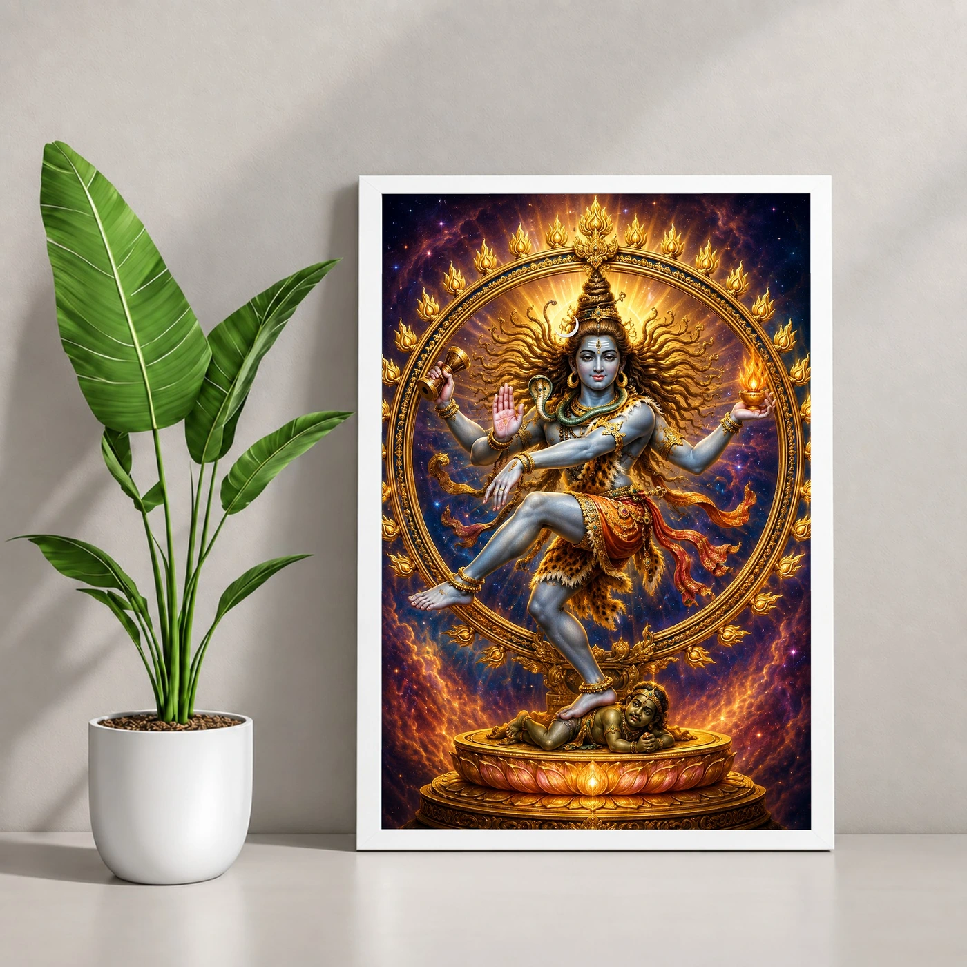 Nataraja Cosmic Celestial Aura Photo Frame 4 Nataraja Cosmic Celestial Aura Photo Frame — white frame console