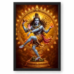 Nataraja Peaceful Home Mandir Composition Photo Frame — black frame clean