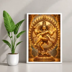 Nataraja Heritage Temple Architecture Backdrop Photo Frame — white frame console