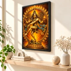 Nataraja Vivid Premium Spiritual Poster Art Photo Frame — black frame console