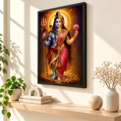 Ardhanarishvara Royal Jewel-Toned Portrait Photo Frame — black frame console