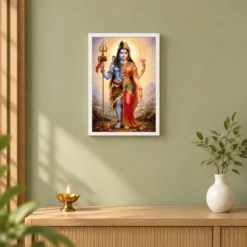 Ardhanarishvara Traditional Indian Miniature-Inspired Devotional Art Photo Frame 14 Ardhanarishvara Traditional Indian Miniature-Inspired Devotional Art Photo Frame — white frame distant wall