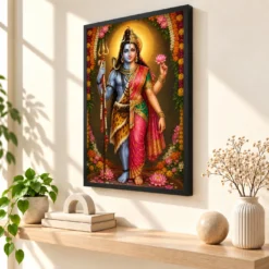 Ardhanarishvara Grand Festival Flower Decoration Photo Frame — black frame console