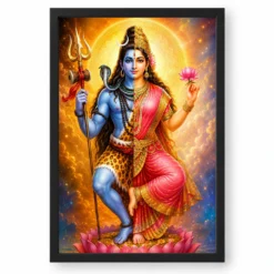 Ardhanarishvara Cosmic Celestial Aura Photo Frame — black frame clean
