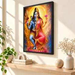 Ardhanarishvara Cosmic Celestial Aura Photo Frame — black frame console