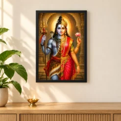 Ardhanarishvara Heritage Temple Architecture Backdrop Photo Frame 11 Ardhanarishvara Heritage Temple Architecture Backdrop Photo Frame — black frame pooja shelf