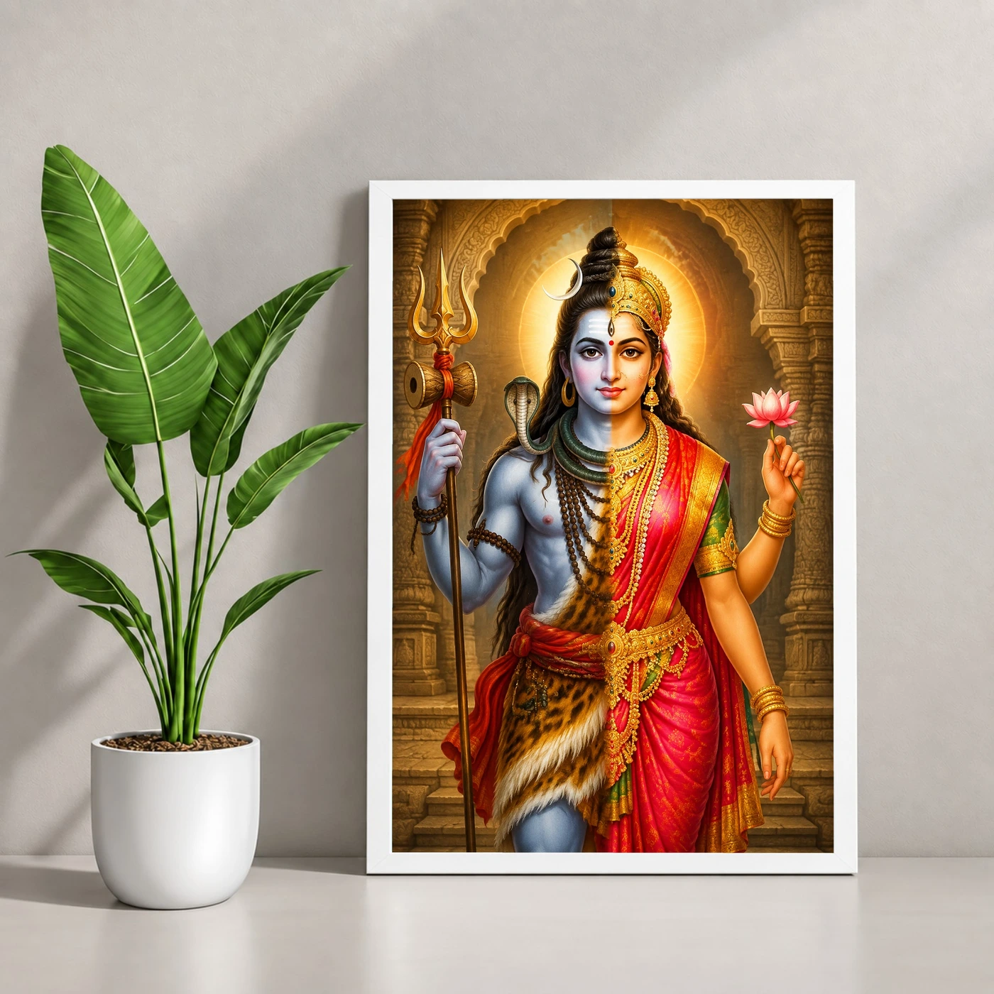 Ardhanarishvara Heritage Temple Architecture Backdrop Photo Frame 4 Ardhanarishvara Heritage Temple Architecture Backdrop Photo Frame — white frame console