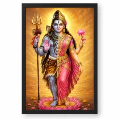 Ardhanarishvara Vivid Premium Spiritual Poster Art Photo Frame — black frame clean