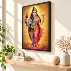Ardhanarishvara Vivid Premium Spiritual Poster Art Photo Frame — black frame console