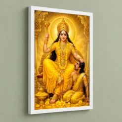 Baglamukhi Devi Ornate Golden Temple Darshan Photo Frame — white frame angled wall