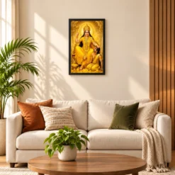 Baglamukhi Devi Ornate Golden Temple Darshan Photo Frame — black frame sofa