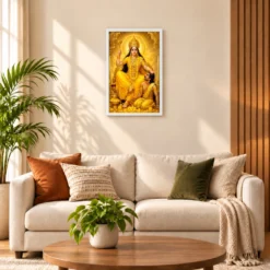 Baglamukhi Devi Ornate Golden Temple Darshan Photo Frame — white frame sofa