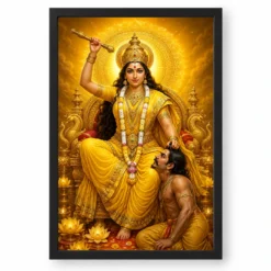 Baglamukhi Devi Royal Jewel-Toned Portrait Photo Frame — black frame clean