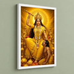 Baglamukhi Devi Royal Jewel-Toned Portrait Photo Frame 13 Baglamukhi Devi Royal Jewel-Toned Portrait Photo Frame — white frame angled wall