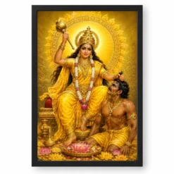 Baglamukhi Devi Traditional Indian Miniature-Inspired Devotional Art Photo Frame — black frame clean