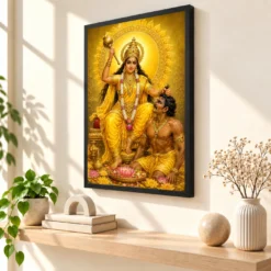 Baglamukhi Devi Traditional Indian Miniature-Inspired Devotional Art Photo Frame — black frame console