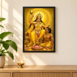 Baglamukhi Devi Traditional Indian Miniature-Inspired Devotional Art Photo Frame 11 Baglamukhi Devi Traditional Indian Miniature-Inspired Devotional Art Photo Frame — black frame pooja shelf