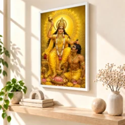 Baglamukhi Devi Traditional Indian Miniature-Inspired Devotional Art Photo Frame 15 Baglamukhi Devi Traditional Indian Miniature-Inspired Devotional Art Photo Frame — white frame warm console