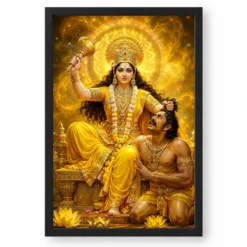 Baglamukhi Devi Cosmic Celestial Aura Photo Frame — black frame clean