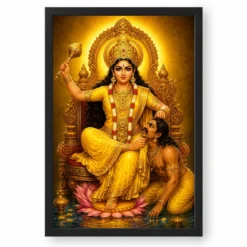 Baglamukhi Devi Peaceful Home Mandir Composition Photo Frame — black frame clean