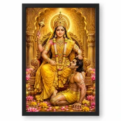 Baglamukhi Devi Heritage Temple Architecture Backdrop Photo Frame — black frame clean