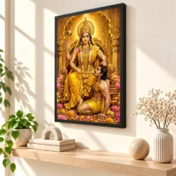 Baglamukhi Devi Heritage Temple Architecture Backdrop Photo Frame — black frame console