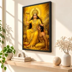 Baglamukhi Devi Vivid Premium Spiritual Poster Art Photo Frame — black frame console