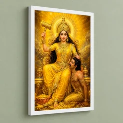 Baglamukhi Devi Vivid Premium Spiritual Poster Art Photo Frame 13 Baglamukhi Devi Vivid Premium Spiritual Poster Art Photo Frame — white frame angled wall