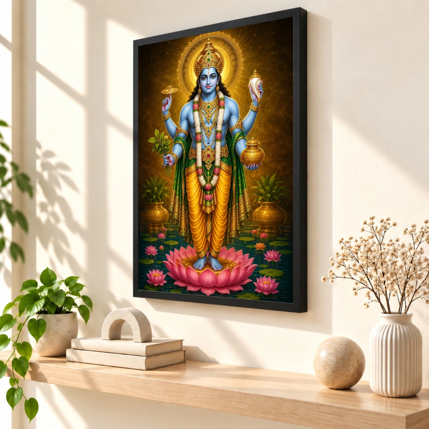 Dhanvantari Royal Jewel-Toned Portrait Photo Frame 2 Dhanvantari Royal Jewel-Toned Portrait Photo Frame — black frame console