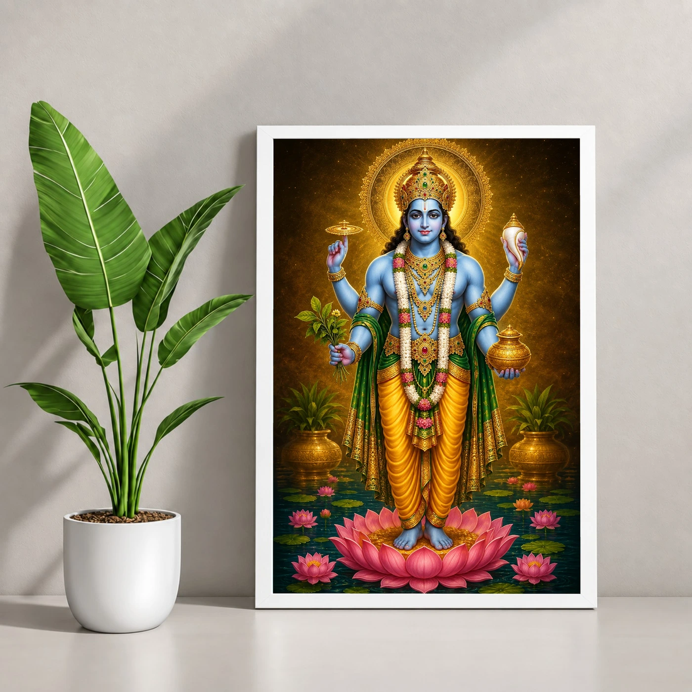 Dhanvantari Royal Jewel-Toned Portrait Photo Frame 4 Dhanvantari Royal Jewel-Toned Portrait Photo Frame — white frame console