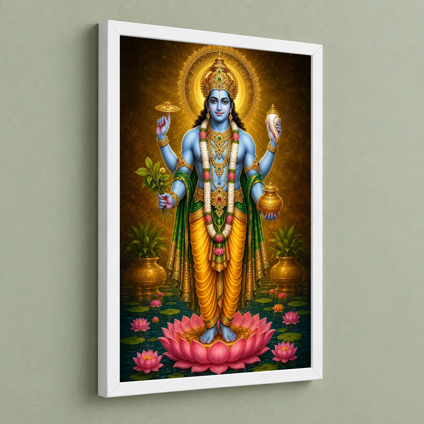 Dhanvantari Royal Jewel-Toned Portrait Photo Frame 5 Dhanvantari Royal Jewel-Toned Portrait Photo Frame — white frame angled wall