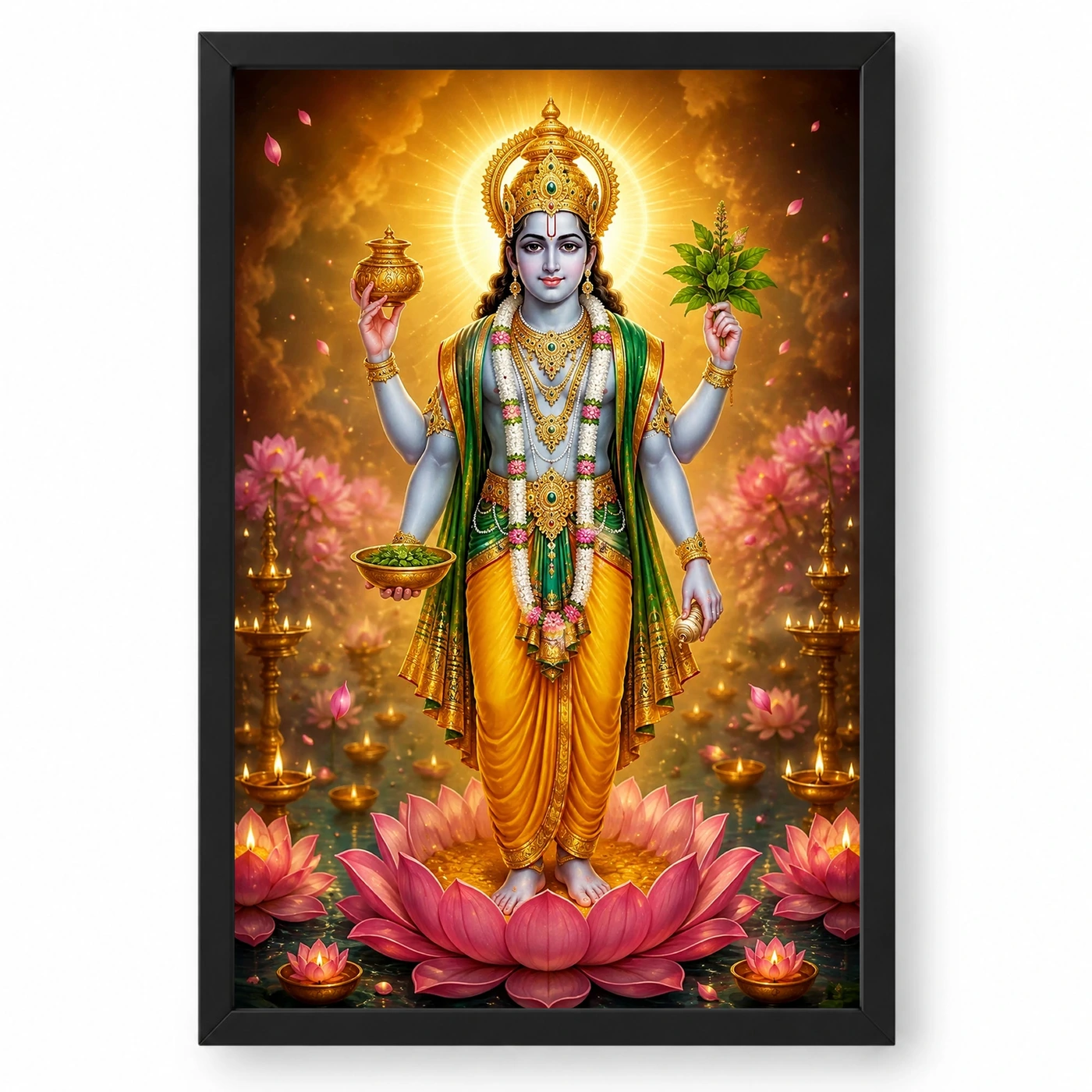 Dhanvantari Lotus And Diya Radiance Photo Frame 1 Dhanvantari Lotus And Diya Radiance Photo Frame — black frame clean