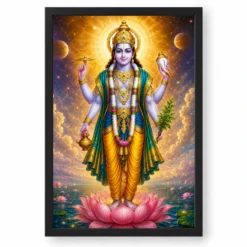 Dhanvantari Cosmic Celestial Aura Photo Frame — black frame clean