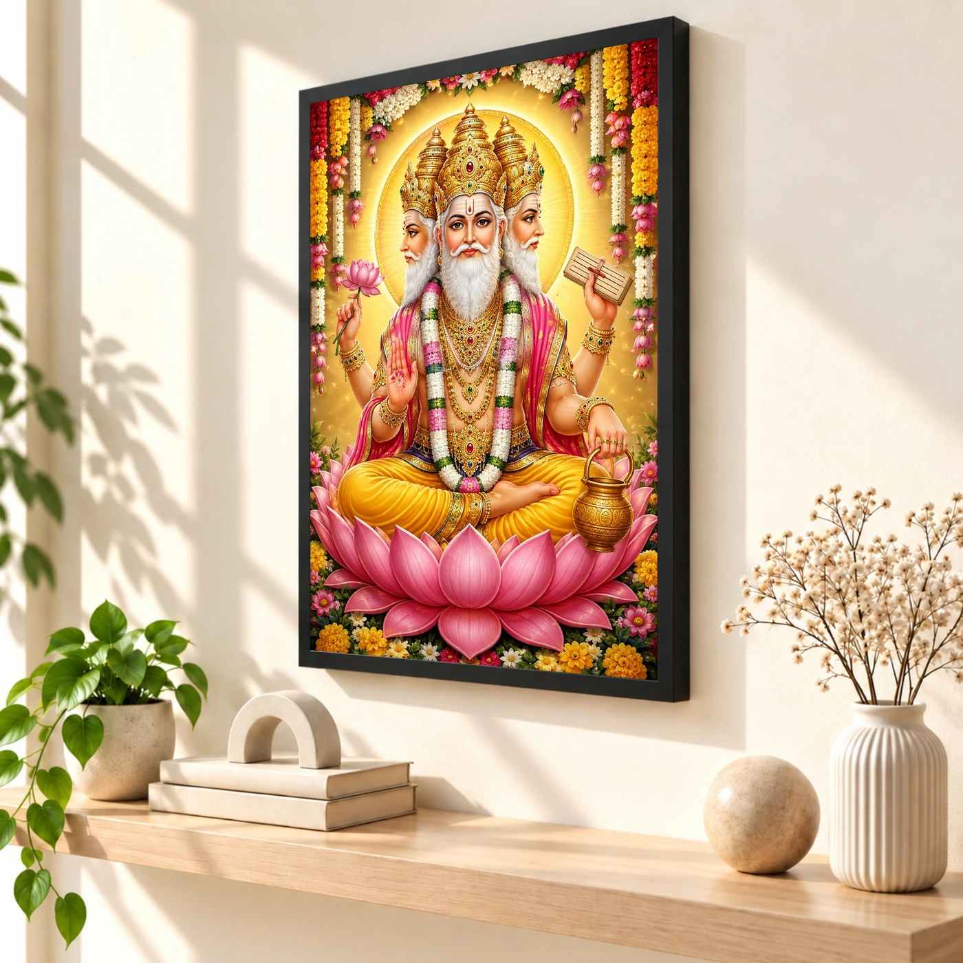 Brahma Dev Grand Festival Flower Decoration Photo Frame 2 Brahma Dev Grand Festival Flower Decoration Photo Frame — black frame console
