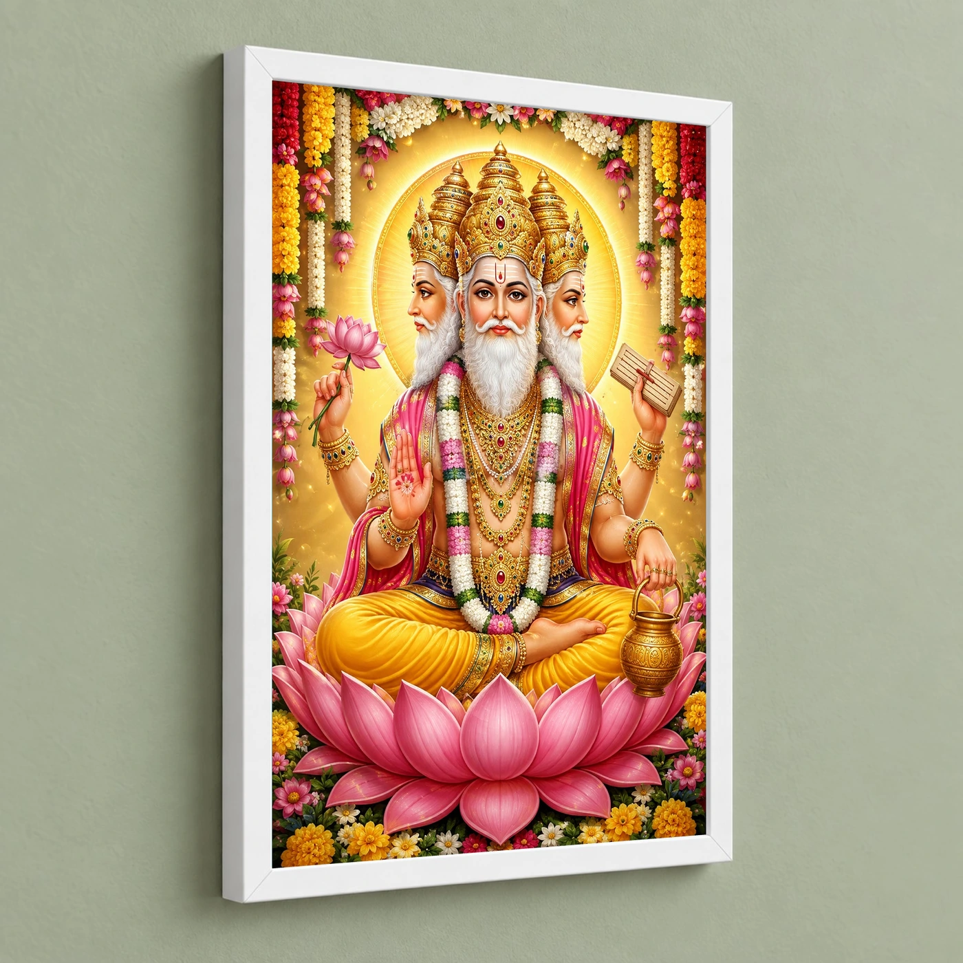 Brahma Dev Grand Festival Flower Decoration Photo Frame 5 Brahma Dev Grand Festival Flower Decoration Photo Frame — white frame angled wall