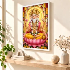 Brahma Dev Grand Festival Flower Decoration Photo Frame 15 Brahma Dev Grand Festival Flower Decoration Photo Frame — white frame warm console