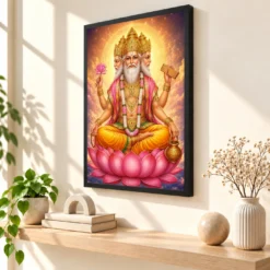 Brahma Dev Cosmic Celestial Aura Photo Frame — black frame console
