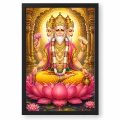 Brahma Dev Heritage Temple Architecture Backdrop Photo Frame — black frame clean