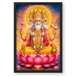 Brahma Dev Vivid Premium Spiritual Poster Art Photo Frame — black frame clean