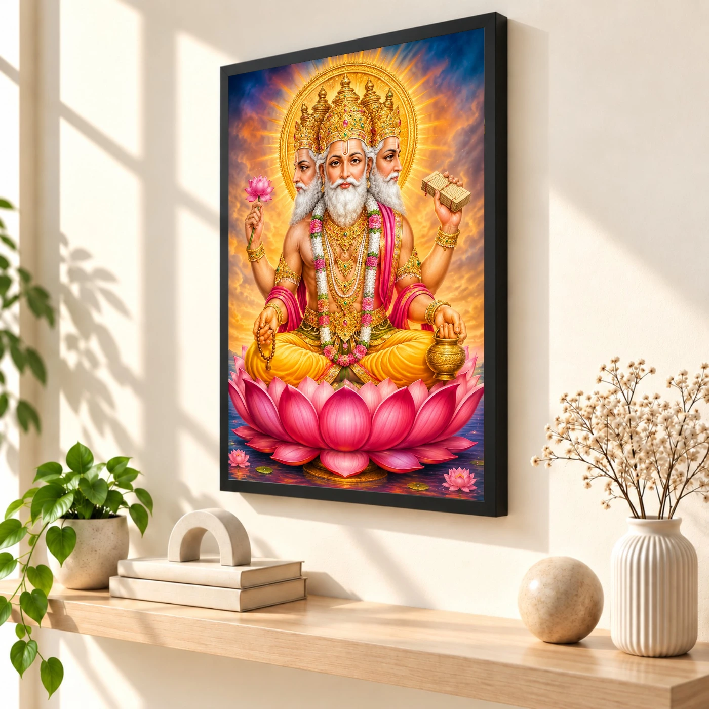 Brahma Dev Vivid Premium Spiritual Poster Art Photo Frame 2 Brahma Dev Vivid Premium Spiritual Poster Art Photo Frame — black frame console