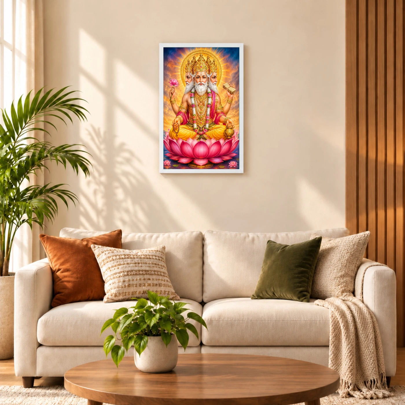Brahma Dev Vivid Premium Spiritual Poster Art Photo Frame 9 Brahma Dev Vivid Premium Spiritual Poster Art Photo Frame — white frame sofa