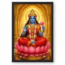 Kali Maa Ornate Golden Temple Darshan Photo Frame — black frame clean