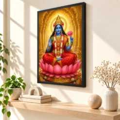 Kali Maa Ornate Golden Temple Darshan Photo Frame — black frame console