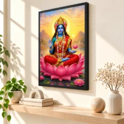 Kali Maa Serene Sunrise Blessing Photo Frame — black frame console