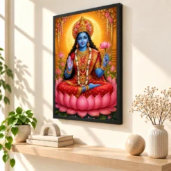 Kali Maa Royal Jewel-Toned Portrait Photo Frame — black frame console