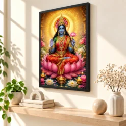 Kali Maa Lotus And Diya Radiance Photo Frame — black frame console