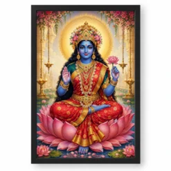 Kali Maa Traditional Indian Miniature-Inspired Devotional Art Photo Frame — black frame clean